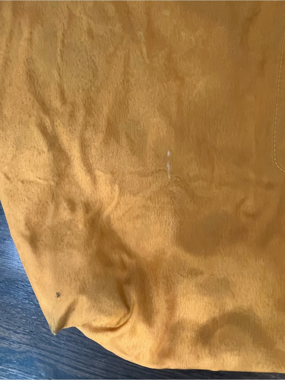 Longchamp Le Pliage Large Tote Mustard Yellow Brown Leather Foldable Bag - Picture 3 of 10